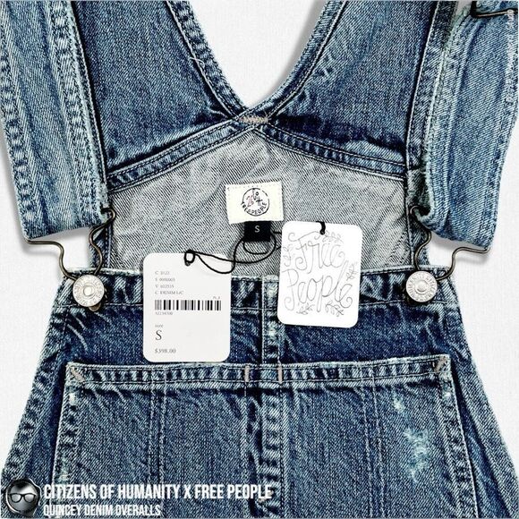 CITIZENS OF HUMANITY X FREE PEOPLE QUINCEY PATCHWORK EMBROIDERED DENIM OVERALLS - Picture 12 of 16